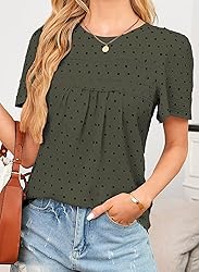 Falechay Green-Black Dots Tops for Women Solid