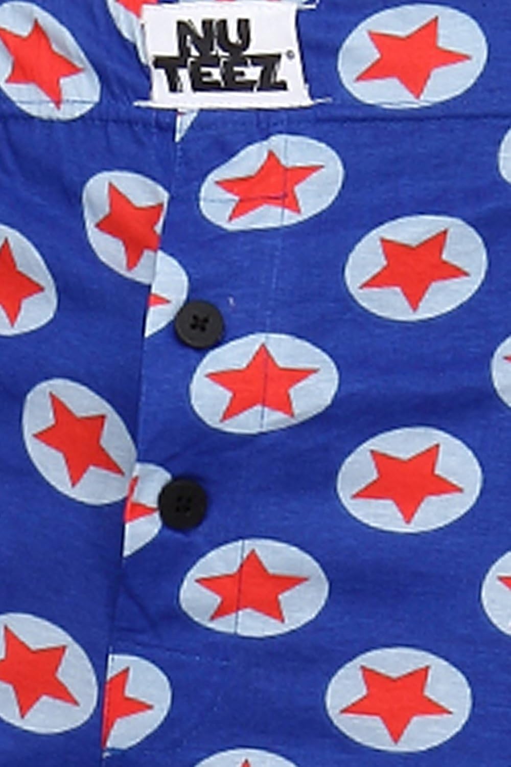 nuteez blue printed cotton star shorts for men
