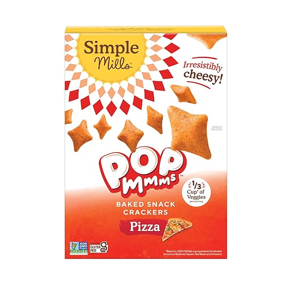 SIMPLE MILLS POP MMMS PIZZA BAKED SNACK CRACKERS, GLUTEN FREE, 4 OUNCE (PACK OF 1)