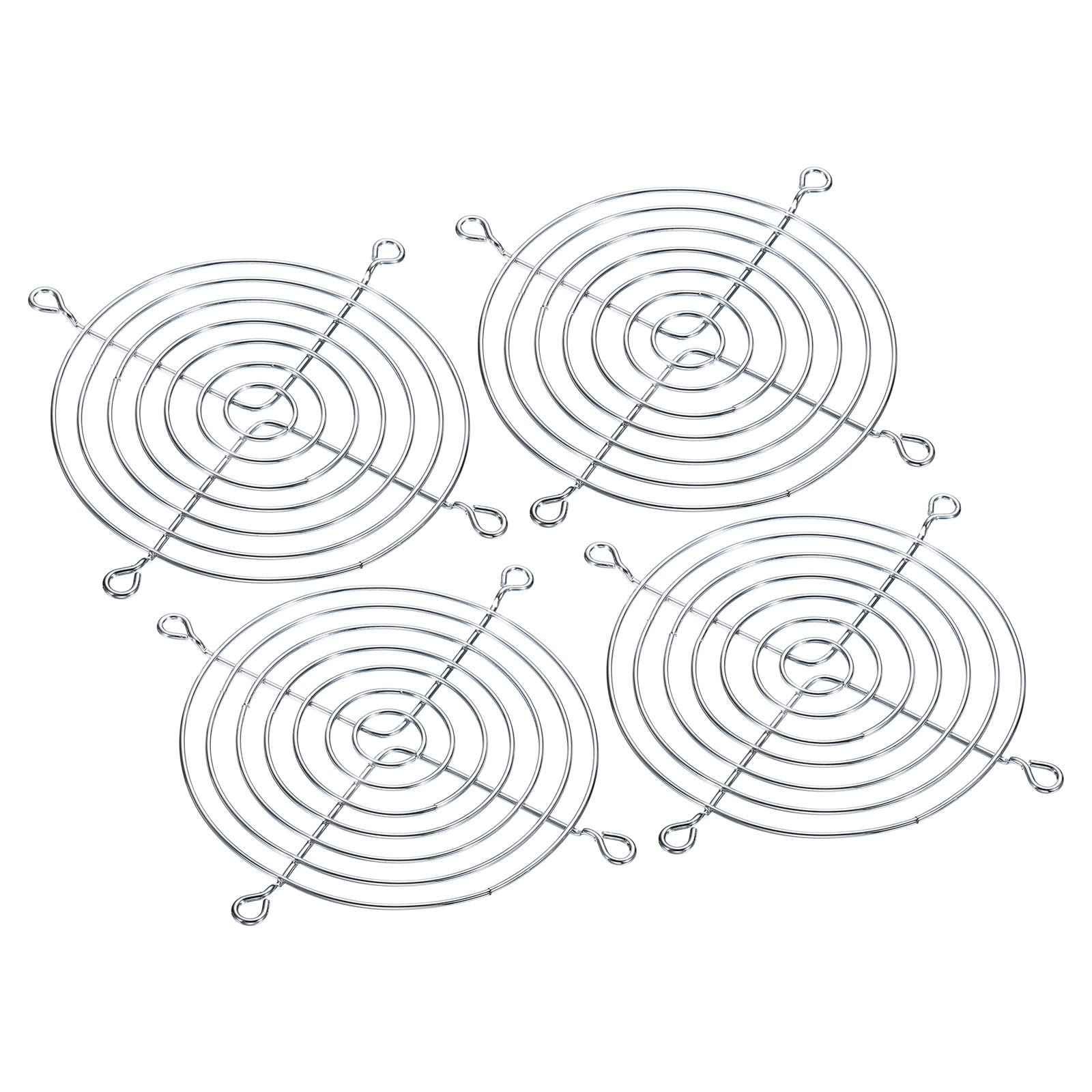 PATIKIL 100mm Fan Finger Grill, 4 Pack Metal Grill Protector Guard for 110X110mm Fan Protective Cover DIY, Silver