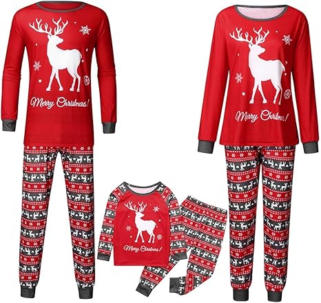 Family christmas pajamas set cotton sleepwear 2pcs pjs outfits set long Family Christmas Pajamas Set Cotton Sleepwear 2Pcs Pjs Outfits Set Long