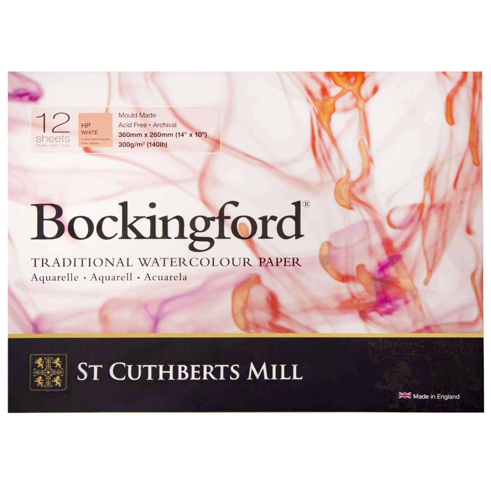 Bockingford 300gsm Glued Pad 14 x 10 inches (360 x 260 mm) Hot Pressed