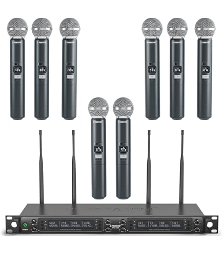 Amazon.com: XTUGA Wireless Microphone System,8 Channel Cordless