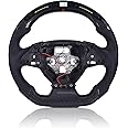 EASSAFEX Carbon Fiber Steering Wheel for Chevrolet Camaro 2016-2022, LED Shift Indicator Racing Display, D-shaped Flat-bottom Perforated Leather Grip