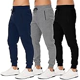 Sweatpants for Men 3 Pack Joggers - Men's Athletic Sweatpants Pockets & Zipper Active Workout Pants