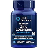 Life Extension Enhanced Zinc Lozenges, Defend Yourself Against Seasonal Immune Challenges, Peppermint, Gluten-Free, Non…