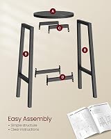 VASAGLE Bar Stools Set of 2 Ebony Black Kitchen Chairs with Metal Frame view 6