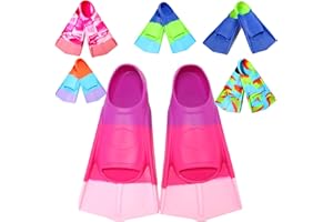 Fanwill Kids Swim Fins,Short Comfortable Flippers for Lap Swimming and Training for Child,Girls,Boys,Beginners