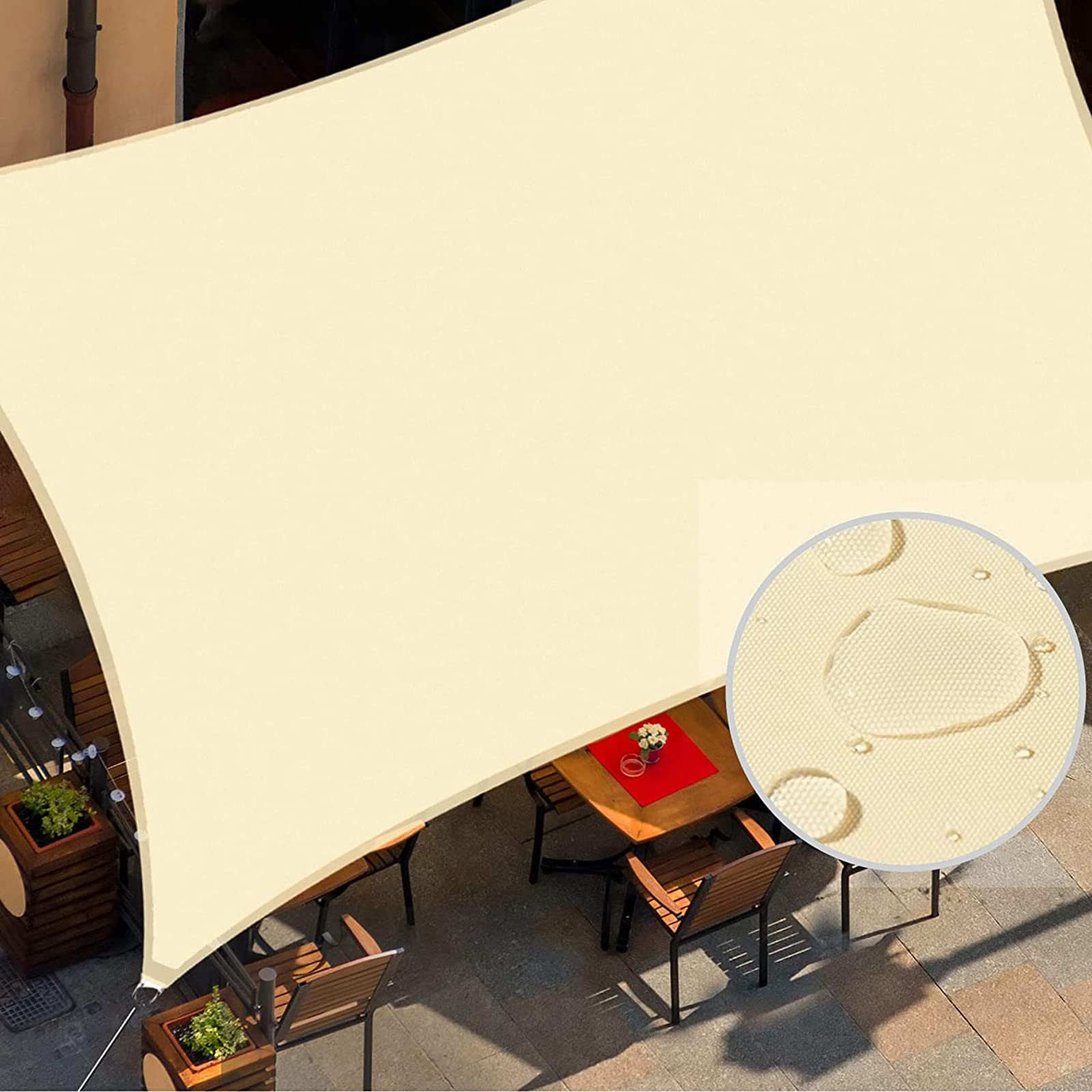 Sun Shade Sail, Water Resistant Sunscreen Awning Canopy 95% UV Block for Outdoor Garden Patio, with Free Mounting Ropes - Rectangle 3x4 M, Beige
