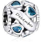 NINGAN Birthstone Charms 925 Sterling Silver Love Heart Openwork Bead for Charm Bracelets and Necklaces with 5A Cubic Zirconia, Birthday Mothers Day Jewelry Gifts Women
