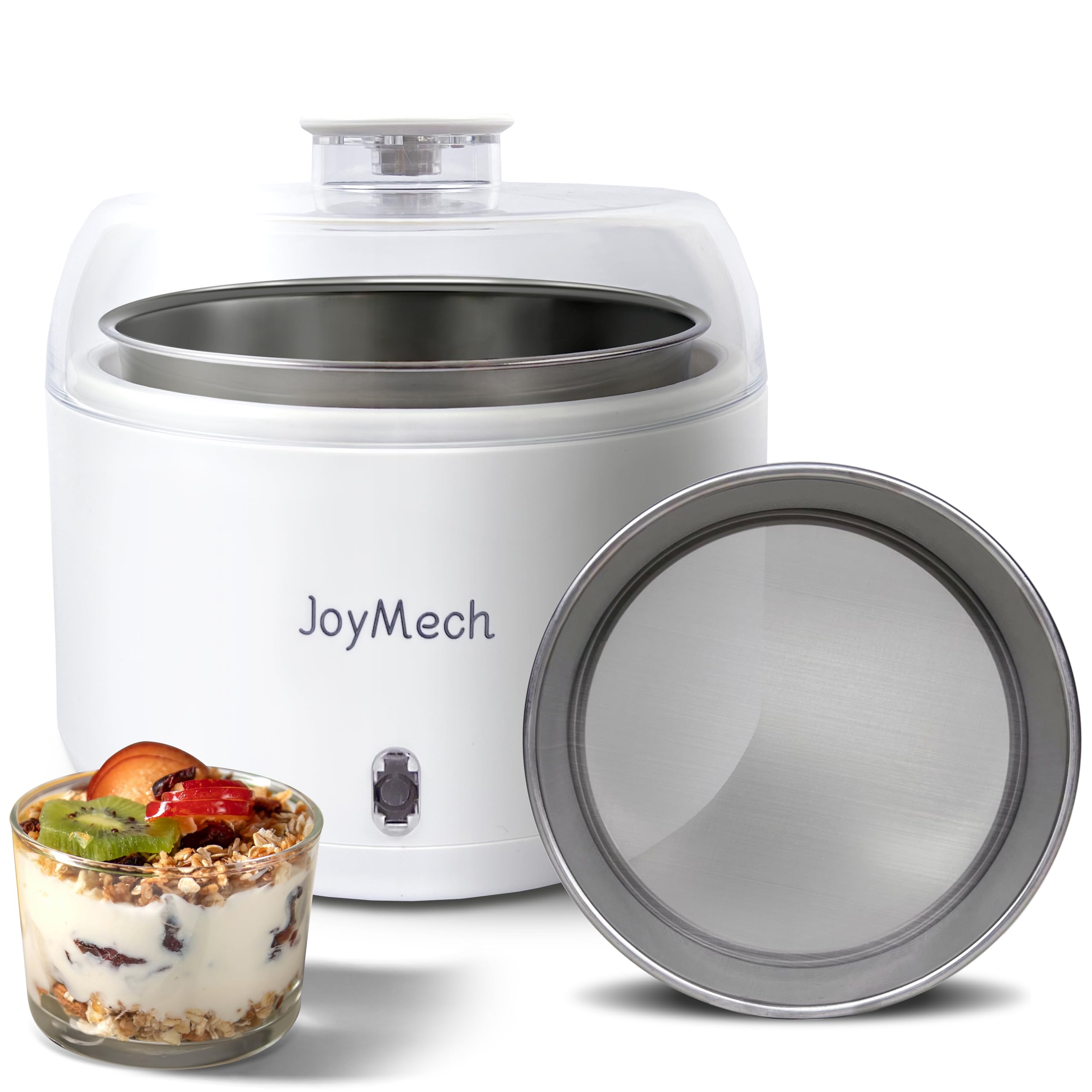 Photo 1 of JoyMech Compact Yogurt Maker Machine with Strainer, Greek Yogurt Maker Machine with Constant Temperature Control, Stainless Steel Container, 1 Quart Container, Ideal for Yogurt, Natto and Kefir
