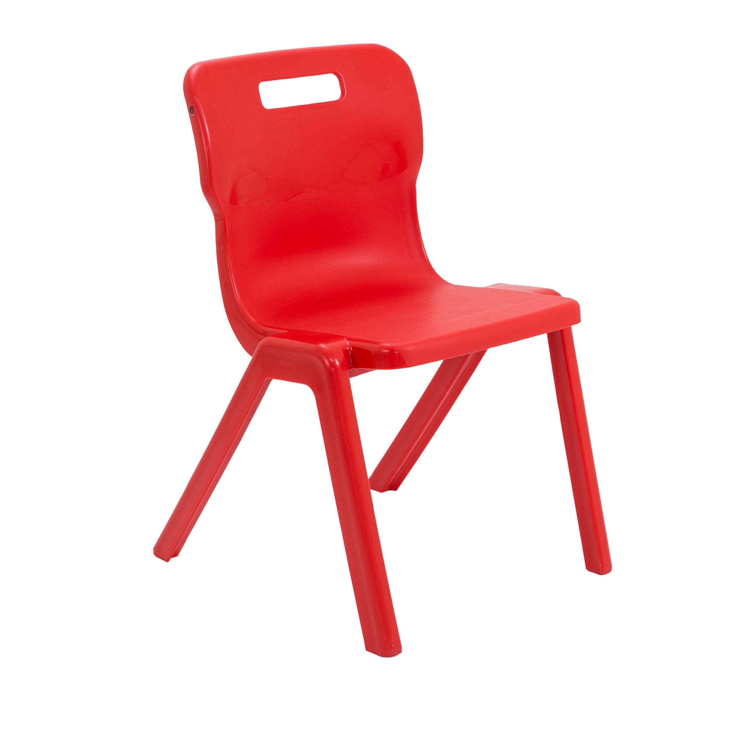 Titan One Piece Classroom Chair, Plastic, Red, Size 6 for Ages 13+ Years, Pack of 3