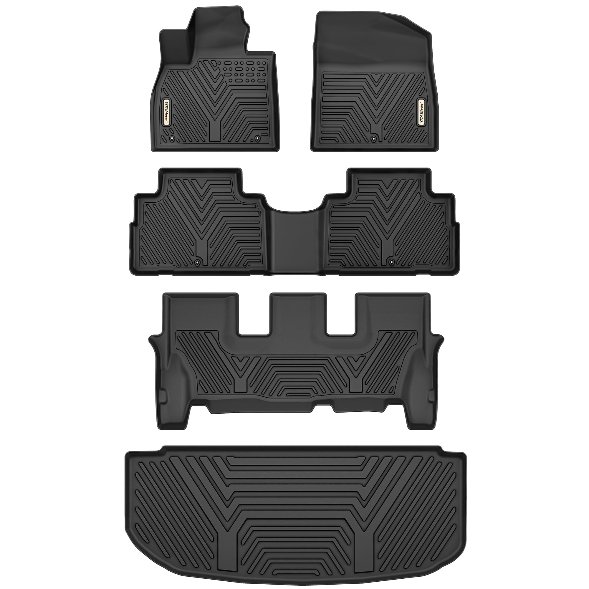 YITAMOTOR Floor Mats & Cargo Trunk Liner Compatible with 2020-2025 Hyundai Palisade 8 Seat (Fits Bench Seats), TPE Custom Fits 3 Rows Car Mats Automotive Liners Sets Image