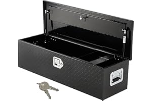 GarveeTech 48 in Aluminum Truck Tool Box, Truck Bed Storage Box with Security Lock and Wider Handles, Heavy Duty Waterproof Tool Boxes Organizer Chest for Pick Up Truck Rv Trailer,Black