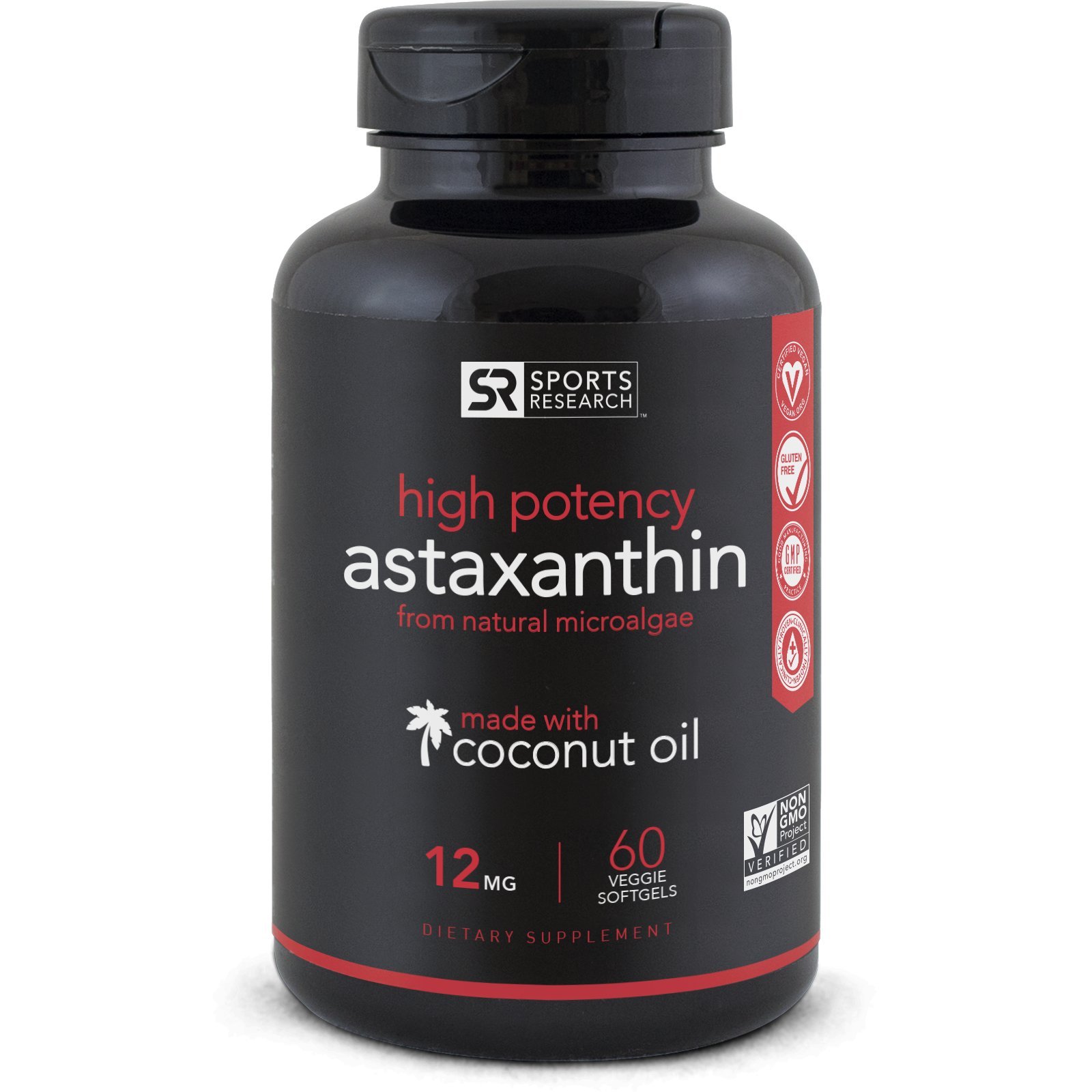 Astaxanthin (12mg) with Organic Coconut Oil; NonGmo Verified a... Free