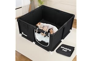 Duckygoo Whelping Box for Dogs - 50"L*50"W*25"H Dog Whelping Play Pen for Puppies,Pet Whelping Box Overall 600D Oxford Fabric with Absorbent Whelping Pad,Dog Birthing Box for Large Medium Small Dogs