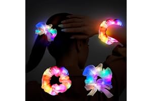 Light Up Scrunchies for Girls, 2 Pcs Glow Scrunchies Set - Glow in The Dark Scrunchies, Led Light Up Hair Scrunchies & Glow i