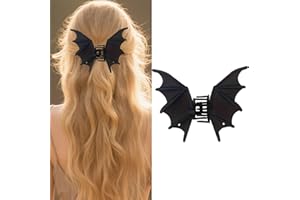 Halloween Bat Hair Claw Clips for Women - Metal Matte Black Bat Gothic Hair Clips Halloween Barrettes Party for Goth Accessor