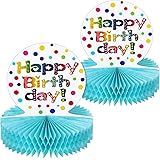 2 Pieces Rainbow Birthday Honeycomb Paper Centerpiece Colorful Happy Birthday Decorations for Kids Birthday Party Supplies