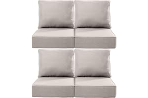 Giantfurnni 6 Inch Outdoor Chair Cushions Set of 4 - Heavy Duty 24x24 Water-Resistant Comfortable Thick Cushion for Patio Furniture Set Dining Gliding Rocking Chairs Loveseat L-Shape Sofa - Beige