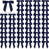 60 Pack Twist Tie Bows for Treat Bags, 2.76" Navy Blue Satin Ribbon Bows Premade Craft Bows for Christmas Craft Gift Wrapping Birthday Cake Cookie Candy Baking Wedding Baby Shower Thanksgiving Decor