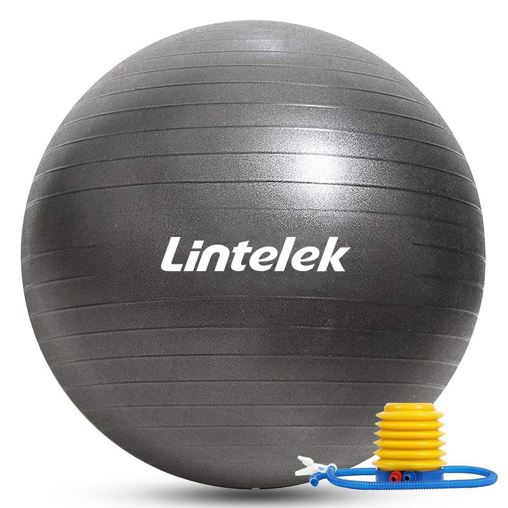 Lintelek Exercise Ball with Quick Foot Pump 