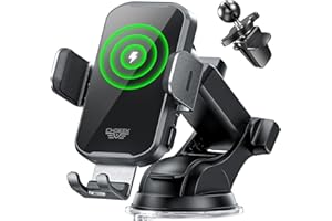 CHGeek Wireless Car Charger Phone Holder Mount, 15W Fast Charging Auto Clamping Phone Holders for Your Car Dashboard Windshield Air Vent Car Accessories for iPhone, Samsung Galaxy, Google Pixel etc