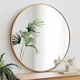 Oruii Large Round Mirror, 30 inch Gold Circle Mirror, Gold Metal Frame | High Definition,Waterproof,Rust-resistant, Round Mounted Mirrors for Bathroom,Living Room,Bedroom,Hallyway,Vanity,Wall D&eacute;cor