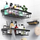 IMURZ Shower Caddy 3 Pack Adhesive No Drilling Bathroom Organizer