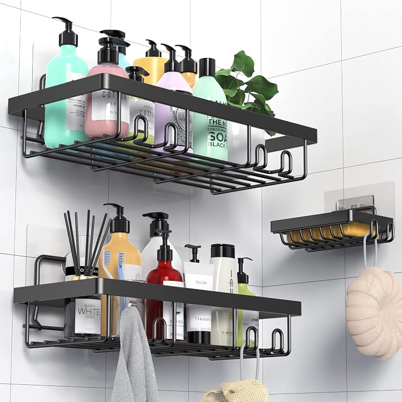 IMURZ Shower Caddy 3 Pack Adhesive No Drilling Bathroom Organizer