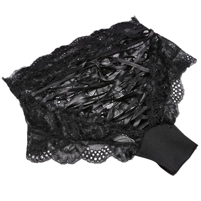 Tomasa Retro Hipster Damen Unterwäsche Blumen Dessous Spitze Schwarz Hoher Taille Unterhose Push Up
