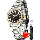 OLEVS Womens Diamond Watches Automatic Mechanical Gold Luxury Dress Ladies Self Winding Original Stainless Steel Wrist Watch