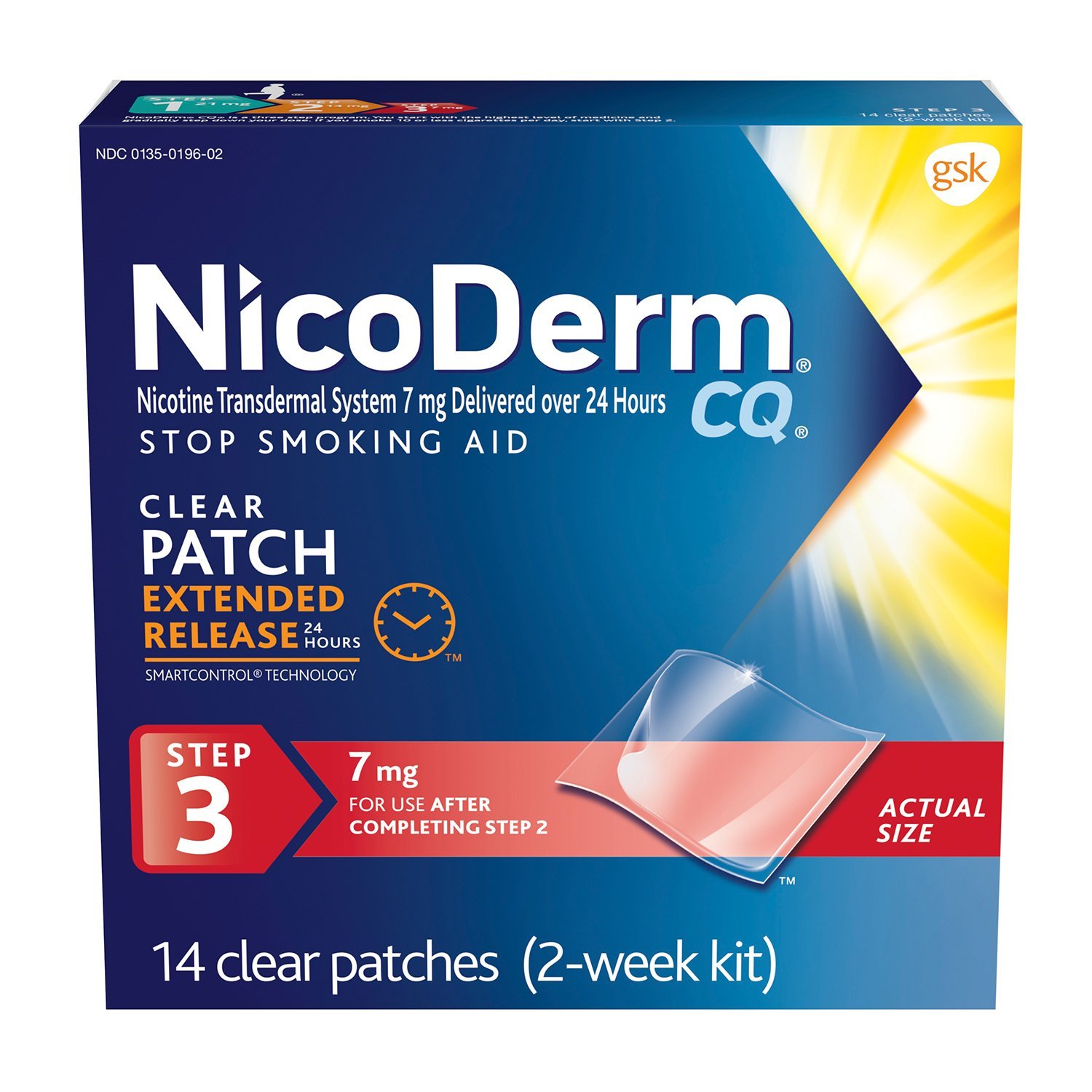 NicoDerm CQ Nicotine Patch, Clear, Step 2 to Quit Smoking