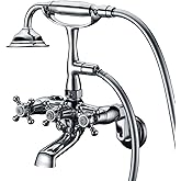 Sumerain Clawfoot Tub Faucet,3-Inch to 9-Inch Wall Mount Tub Faucets with Hand Shower Chrome Finish