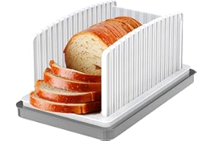 YAHLUER Manual Bread Slicer for Homemade Bread Upgrade Bread Slicer Guide with Adjustable Width and Crumb Tray Foldable Bread Loaf Slicer for Kitchen,RV,Boat and Camping Use