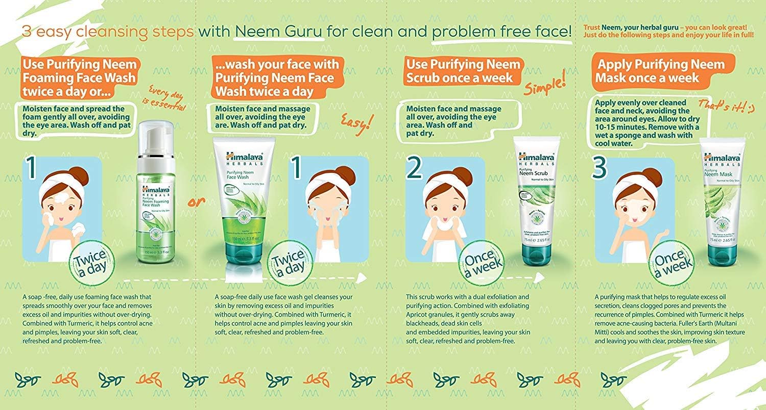 Himalaya Herbals Purifying Neem Foaming Face Wash, Face Scrub & Face Mask SET, normal and oily skin types (SET) - Image 3