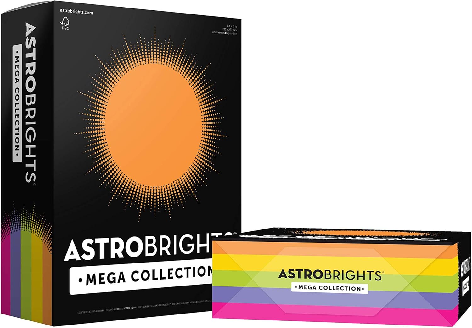 Astrobrights Mega Collection, Colored Paper, "Classic" 5-Color Assortment, 625 Sheets, 24 lb/89 gsm, 8.5" x 11" - MORE SHEETS! (91623) : Office Products