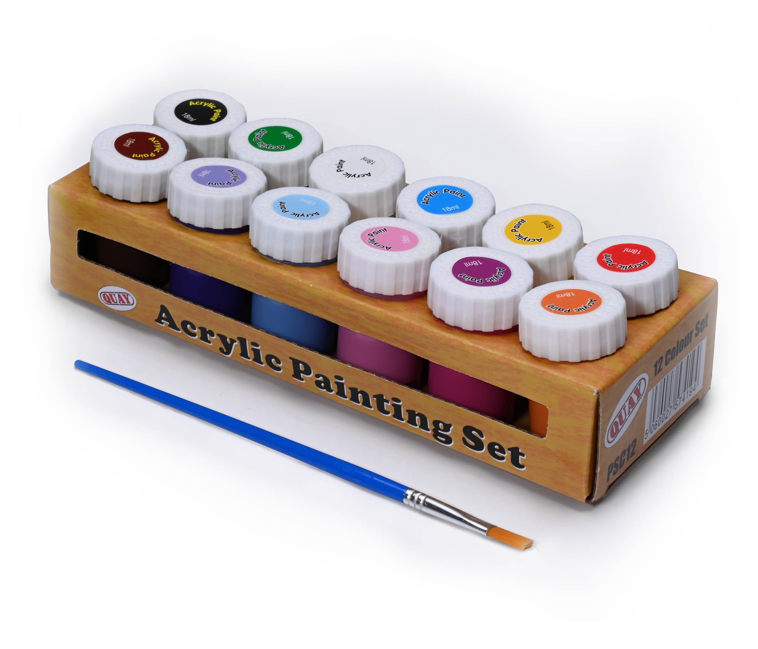 Quay 12 Colour Acrylic Painting Set, 12 x 18ml