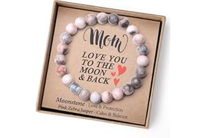 THEMEROL Gifts for Mom Birthday Gifts from Daughter Son Moonstone Bracelet Women Christmas Mothers Day Gifts Great Presents Best Mama Personalized Unique Handmade Valentines Stocking Easter Stuffers