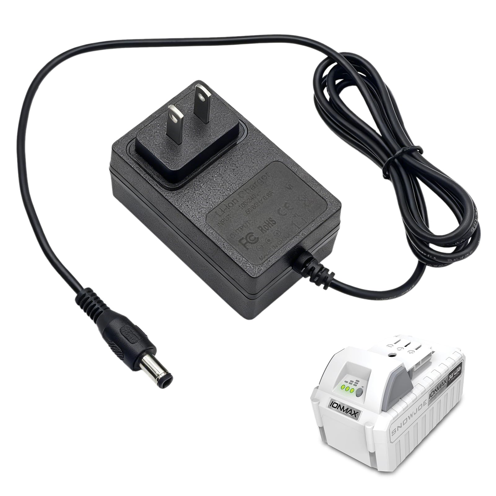 Photo 1 of 24V Quick Adapter Charger for Snow Joe&Sun Joe 24V Lithium Ion Battery,24VCHRG-QC iON+ Charger for Models iBAT24 &24BAT Series Batteries,iBAT24-LT,iBAT24-XR,24VBAT-LTE, 24VBAT-XR Power Supply Cord PSU