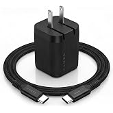 Venty 30W Fast Charger & 5 Foot Braided Cable – Designed for Original Folding Fan & Pro Series Fans, USB-C Compact Foldable T