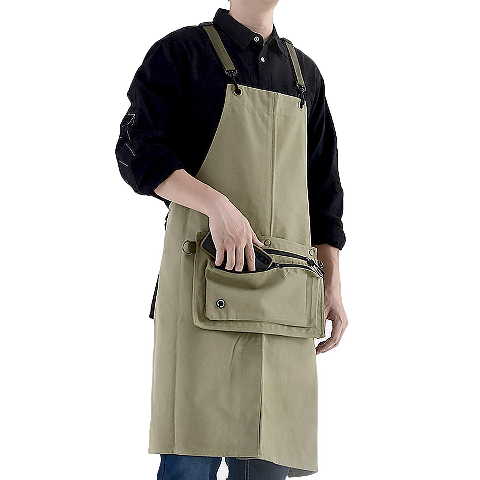 Chef Apron for Men & Women, Detachable Kitchen Overalls, for Kitchen/ Garden/ Writer/ Painter| Work Apron | Shop Apron | Cooking Apron | Barista Apron，Washes well&Holds colour（Separate Storage Bag）