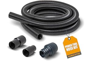 POWERTEC 70356 10 ft. Vacuum Hose Dust Collection Kit for Woodworking Power Tools, Wet/Dry Work Shop Vacuums, Miter Saw and Table Saw