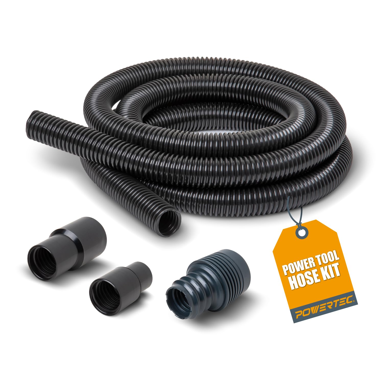 Photo 1 of POWERTEC 70356 10 ft. Vacuum Hose Dust Collection Kit for Woodworking Power Tools, Wet/Dry Work Shop Vacuums, Miter Saw and Table Saw