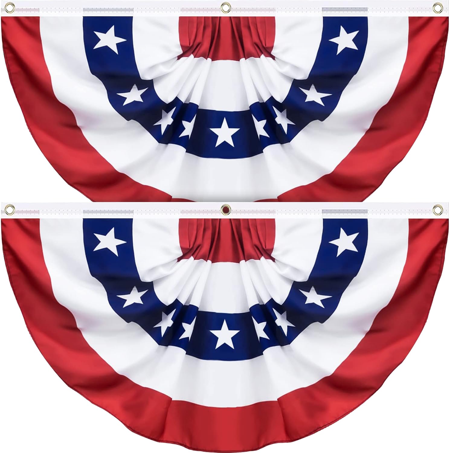 Photo 1 of 2 Pack USA Pleated Fan Flag, Large Size 3 X 6 Feet American US Bunting Patriotic Half Fan Banner Flag Decoration, 4th of July Memorial Day Independence Day Fourth July Outdoor Decor