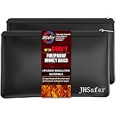 6400℉ Fireproof and Waterproof Money Bags 2pcs with Zipper,11''x6.3'' Fireproof Cash Bag with Zipper,Fireproof Wallet Envelope Safe Pouch Fireproof Bags for Cash Passports Keys Jewellery(Black)