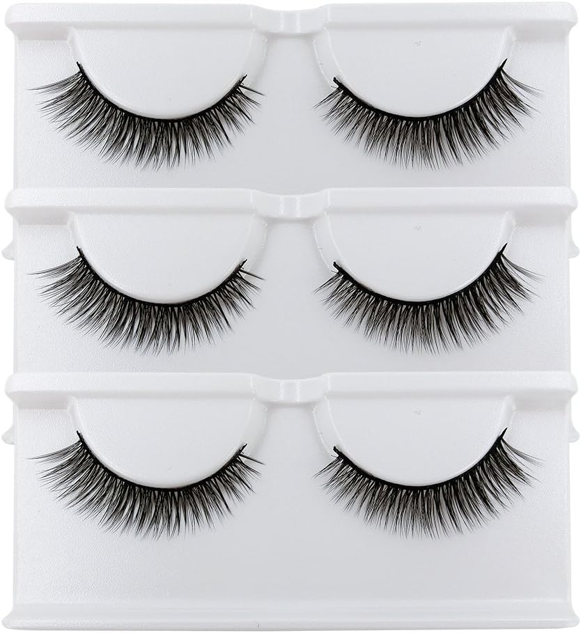 BEPHOLAN False Lashes 3 Pairs 3D Mink Eyelashes for Makeup Soft Fake Eyelashes Natural Look Reusable Handmade Fake Eyelashes (xmz026)