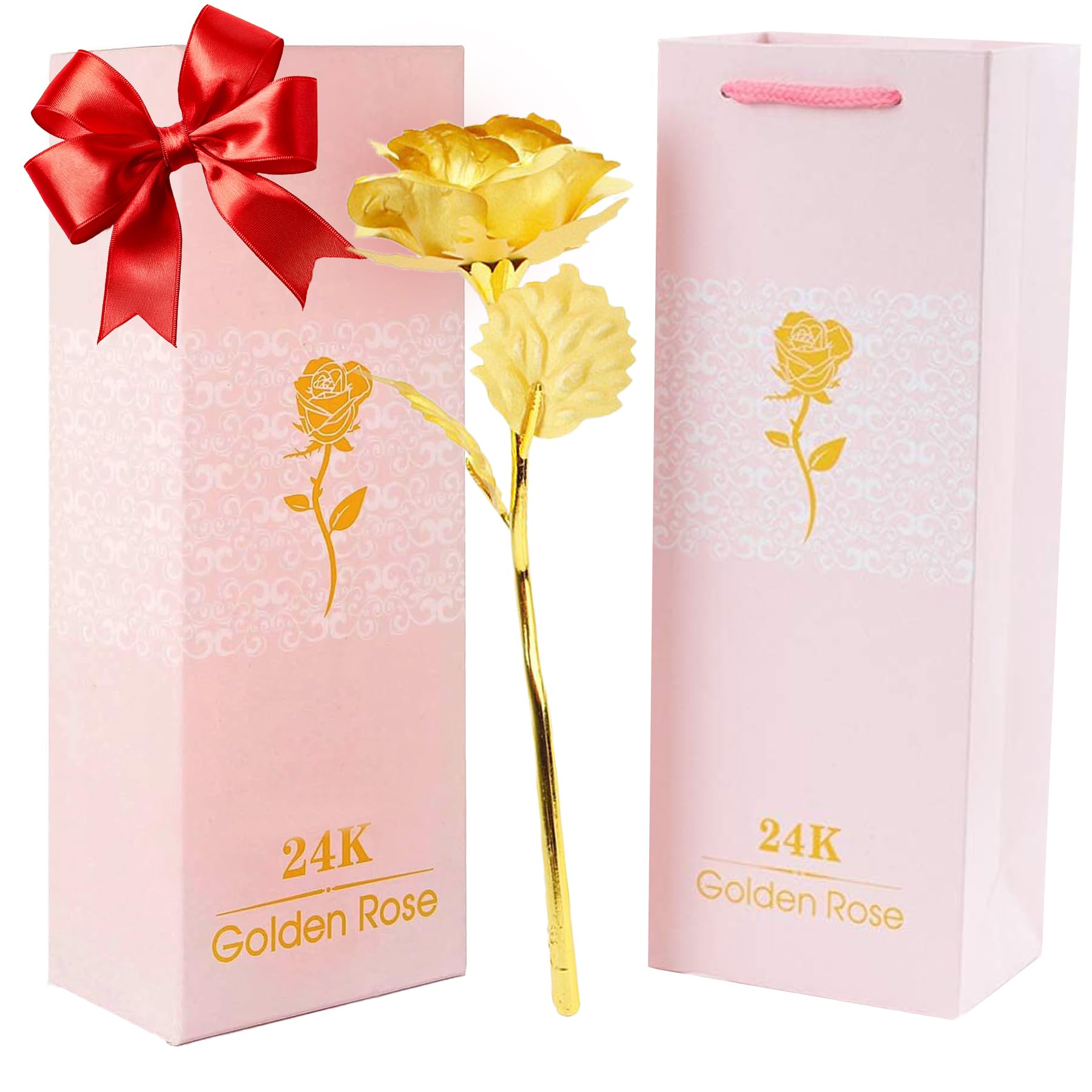 Photo 1 of 24k Gold Rose with Luxury Gift Box - 10-inch Golden Rose Metal Single Roses and Valentine's Day Gifts Idea for Women, Loved Ones, Mom, Wife, Girlfriend, Grandma, Mother's Day
