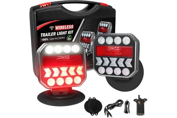 NeaLia Wireless Trailer Lights 110° Rotatable, Magnetic LED Trailer Light for Towing Truck RV, Rechargeable Tail Tow Lights K
