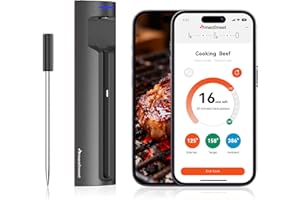 Meatmeet Pro WiFi Wireless Meat Thermometer, Smart App Monitoring, Unlimited Range, Ultra-thin Probe, IP67 Waterproof, Blueto